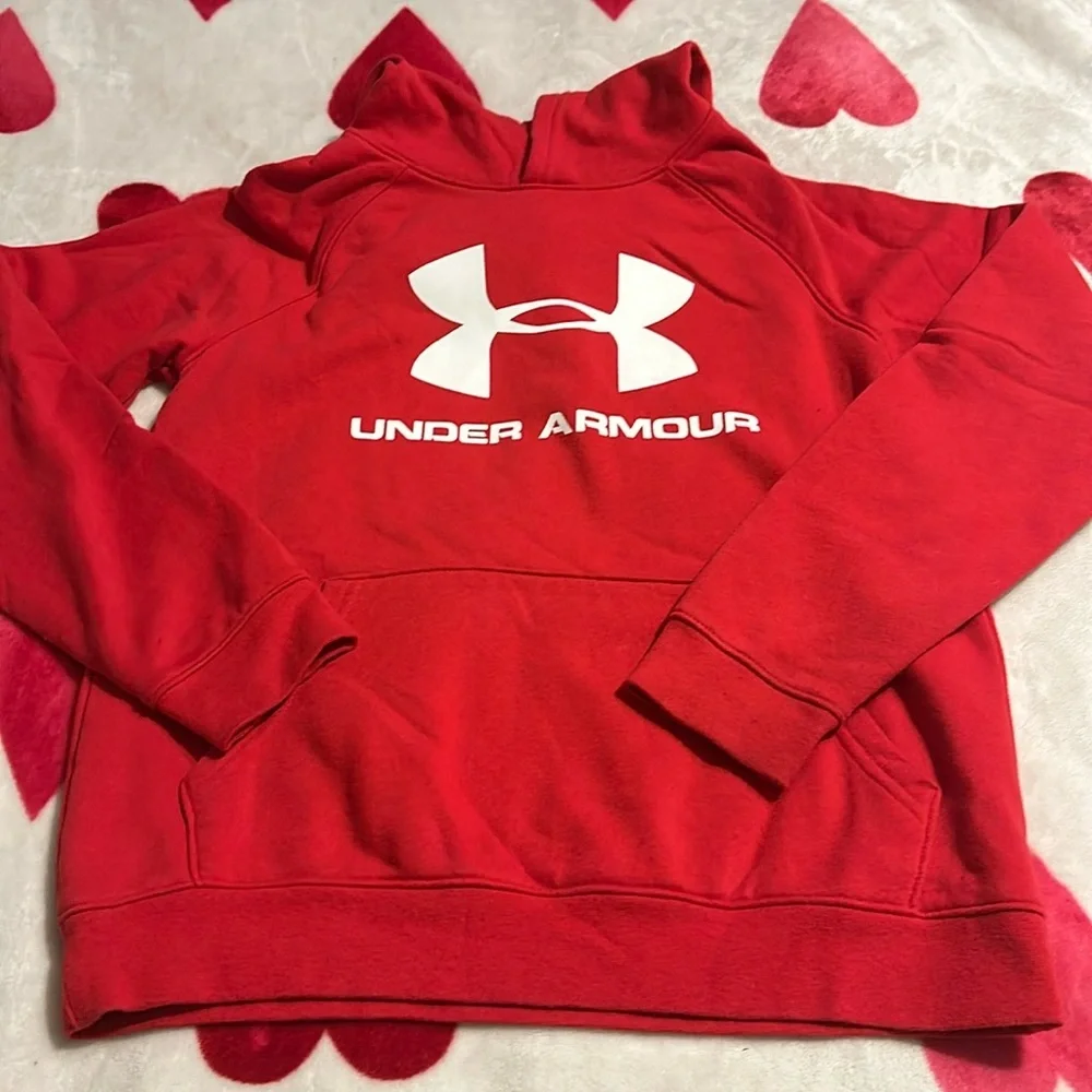Under Armour Boys' Big Logo Fire red hoodie